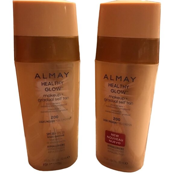 2 Almay Healthy Glow Makeup + Gradual Self Tan Light Medium 200 SPF 20 - Picture 1 of 3